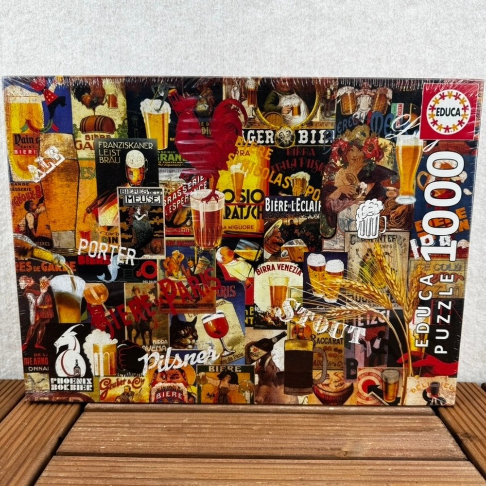 Educa 1000 Piece Beer Labels Vintage Advertising Collage Jigsaw Puzzle New